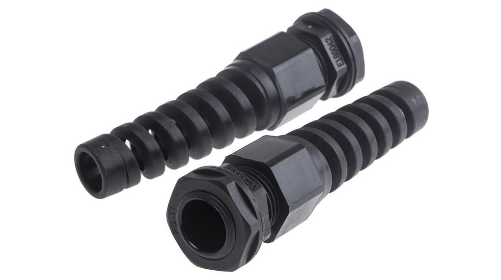 Cable Gland, 5 ... 10mm, PG11, Polyamide 6.6, Black, Pack of 10 pieces